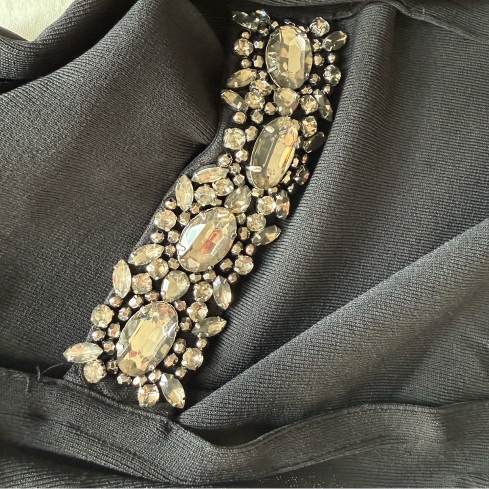 Zara Black Evening  Dress with Embellished Sparkle  Detail in back - Picture 6 of 12